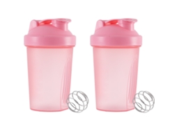 Garrafa Clássica Do Abanador Da Parte Superior Do Laço de 2 Pces Copo Do Abanador Da Proteína com Bola de Agitação Multi-Função Rosa ZMDECQNA