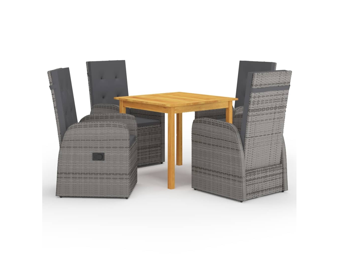 Vidaxl 5 Pcs Conjunto De Jantar Para Jardim Cinzento
