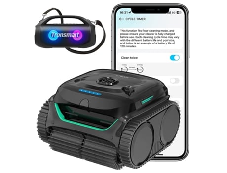 Aspirador de pó Wybot C2 para piscina e caixa de som portátil para festas Tronsmart Bang Se