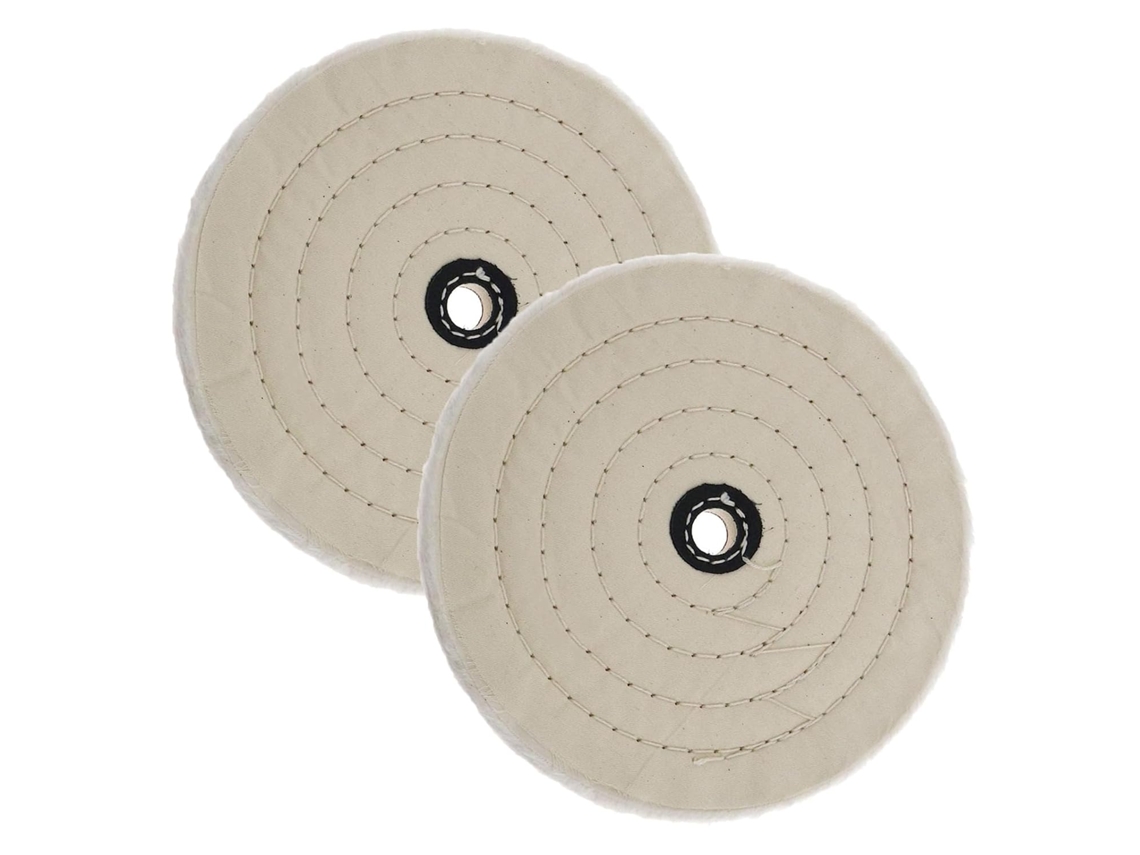 2 Unidades de Discos Polimento Espirais Algodão 180 Mm com Furo para Eixo Ferramentas Esmerilhadeira Bancada BRILVIBERA