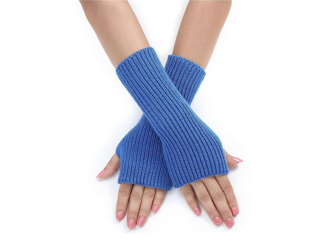 Luvas de Malha Alongar Pulso Sem Dedos Luvas de Inverno Meio Dedo Elásticas Manter Quente Luvas para Meninas Adolescentes Ciclismo Branco TAISHENGDA