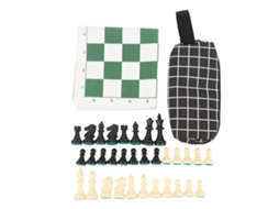 Junli jogo de Xadrez e Damas Portátil com Bolsa de Armazenamento Verde