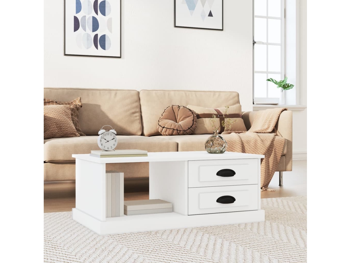 Vidaxl Mesa De Centro 90x50x35 Cm Derivados De Madeira Branco