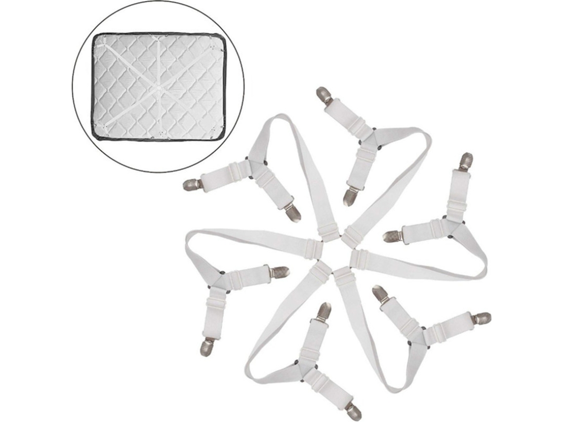 Lurelia Correias Para Lençol Metal Plástico Ajustável Elástico Cruzado Resistente Cama Sofá Branco