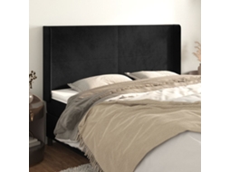 Vidaxl Cabeceira De Cama C/ Abas Veludo 183x16x118/128 Cm Preto