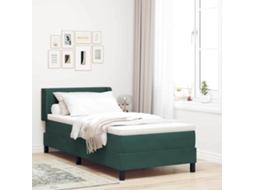 Vidaxl Cama Box Com Cabeceira Manual Verde Escuro 200 X 90 Cm Veludo