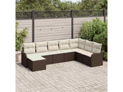 Vidaxl Conjunto De Sofá De Jardim 8 Unid. Castanho Vime Pe