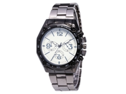 Reloj De Cuarzo Con Correa De Acero Moda Dial Redondo Para Pareja Negro Blanco