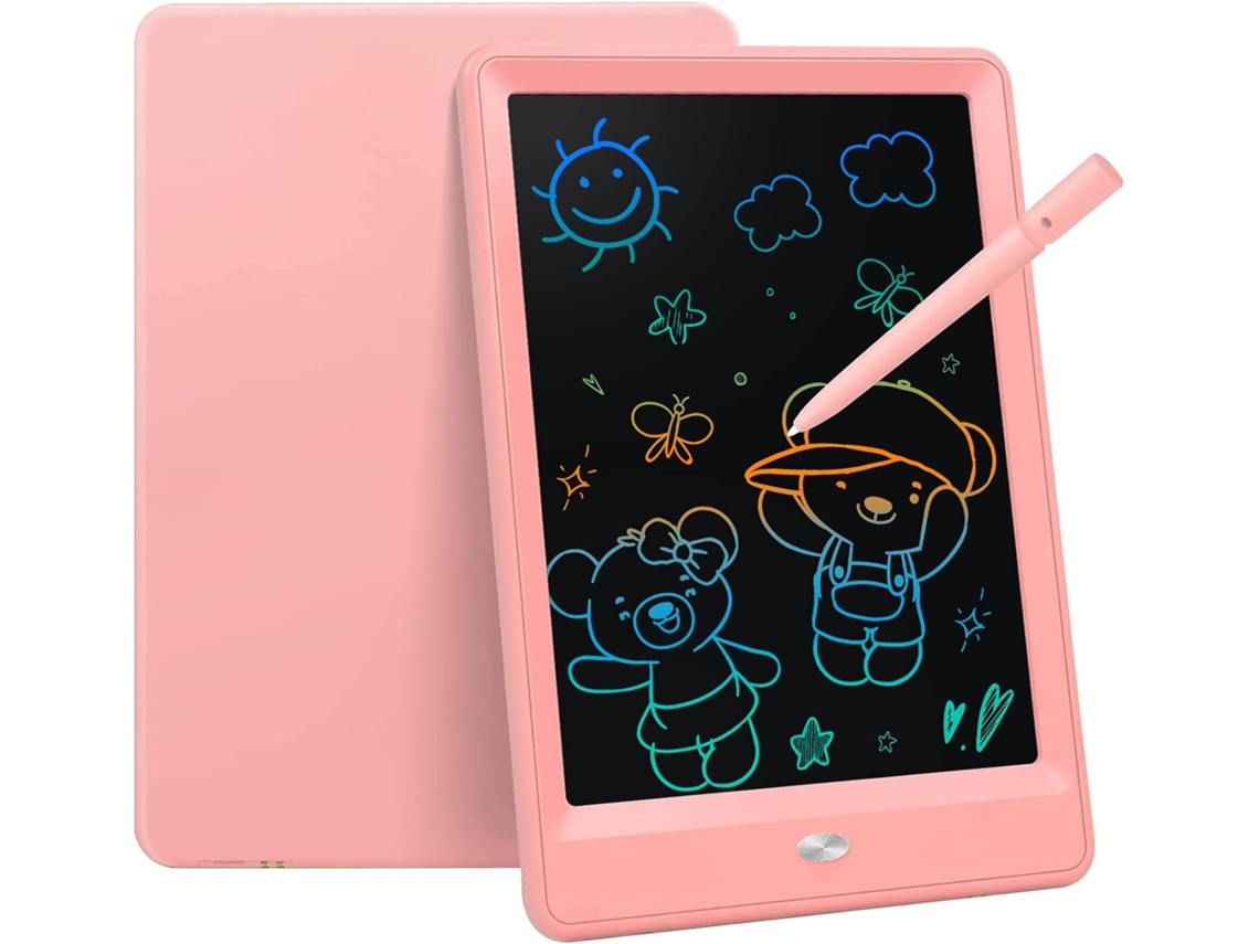 Tablet De Escrita Lcd 10 Polegadas Com Ecrã Arco-íris Para Crianças, Rosa Tressino