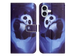 Capa Em Couro Pu Para Apple Iphone 16 Plus - Panda