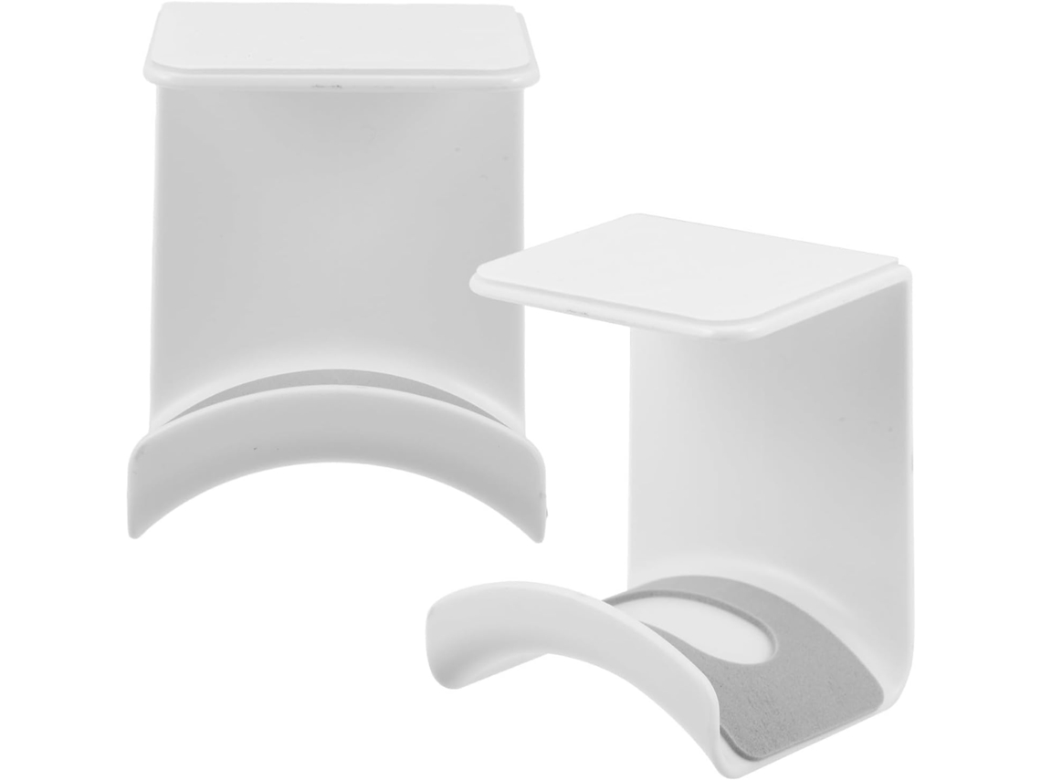 Suporte Para Fones De Ouvido Plástico Branco, Em Duas Peças, Para Instalação Embaixo Da Mesa Não Requer Furação, Ideal