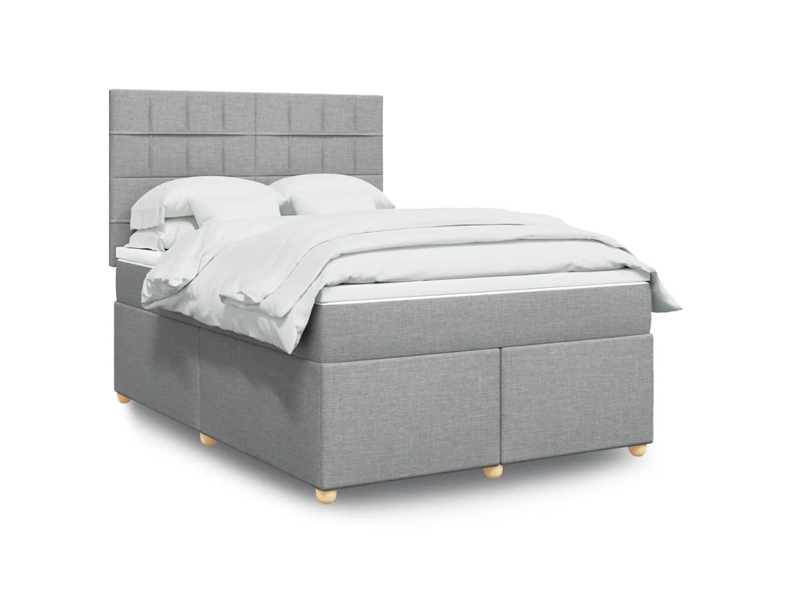 Vidaxl Cama com Molas/colchão 160x200 Cm Tecido Cinzento claro