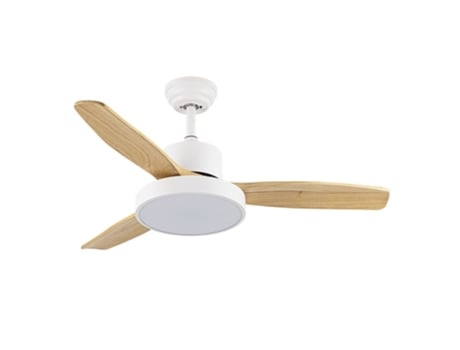 Ventilador DC KAVALA faia branca LED controle remoto CCT ajustável FABRILAMP