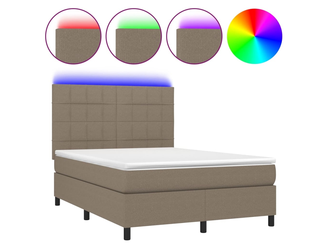 Box Spring Bed, Box Spring Beds Vidaxl Cinzento-acastanhado Tecido (140 X 200 Cm)