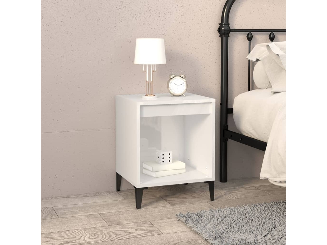 Vidaxl Mesa De Cabeceira 40x35x50 Cm Branco Brilhante