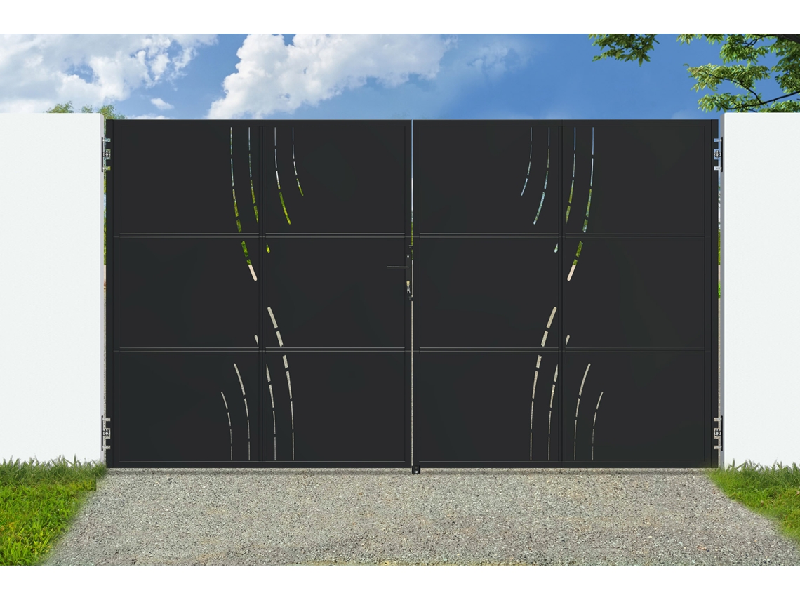 Portão de Aço Preto Fosco 3,5m Nali Veleta H.200cm CASANOOV