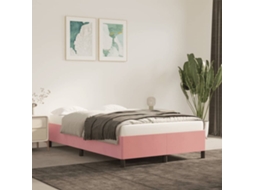 Vidaxl Estrutura De Cama Com Colchão 120x190 Cm Veludo Rosa