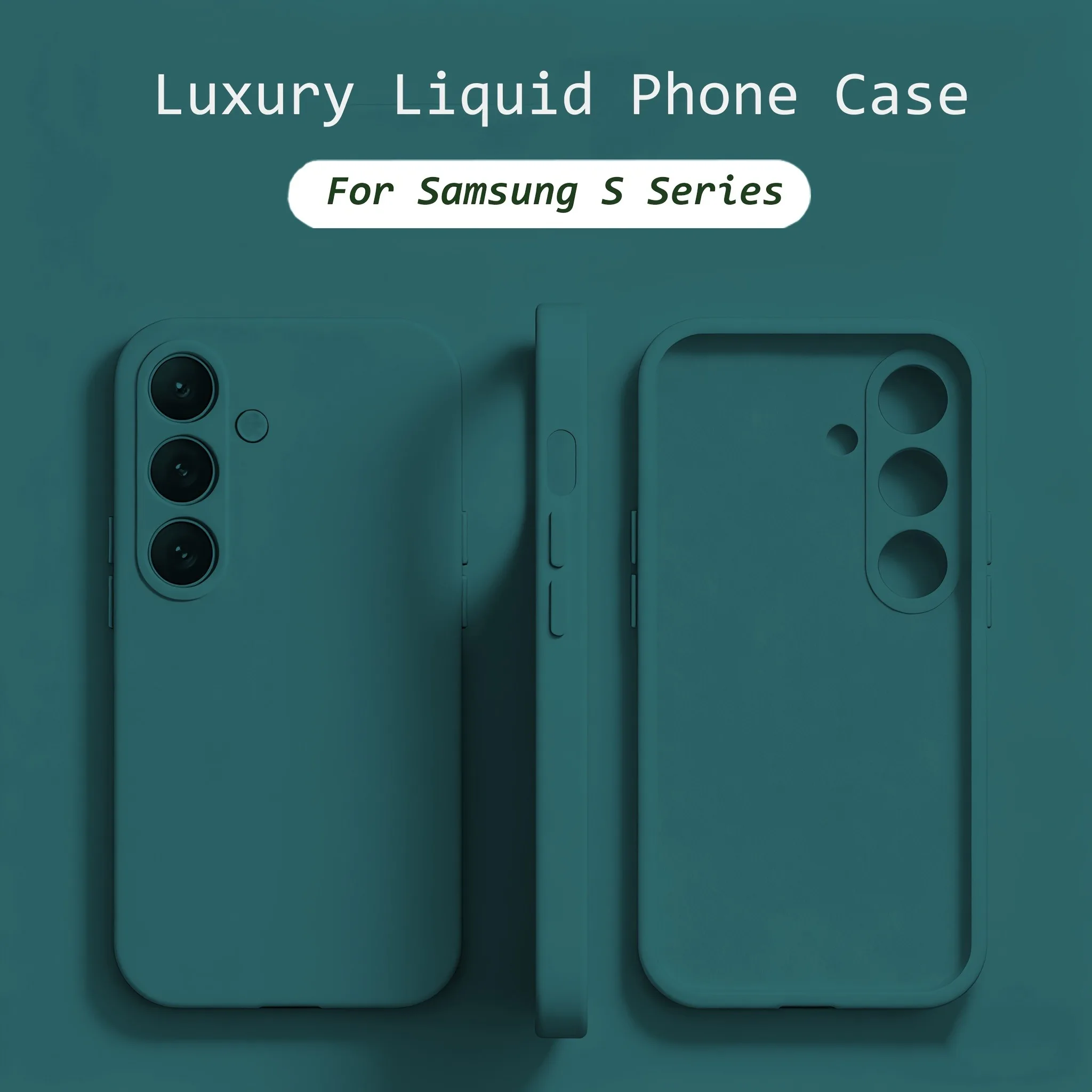 Capa De Silicone Líquido Para Celular Samsung Galaxy S25 (verde Escuro), Capa Protetora À Prova De Choque.