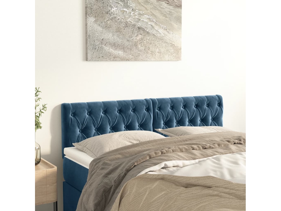 Cabeceira De Cama 2 Pcs Veludo 80x7x78/88 Cm Azul Escuro Lovely Home
