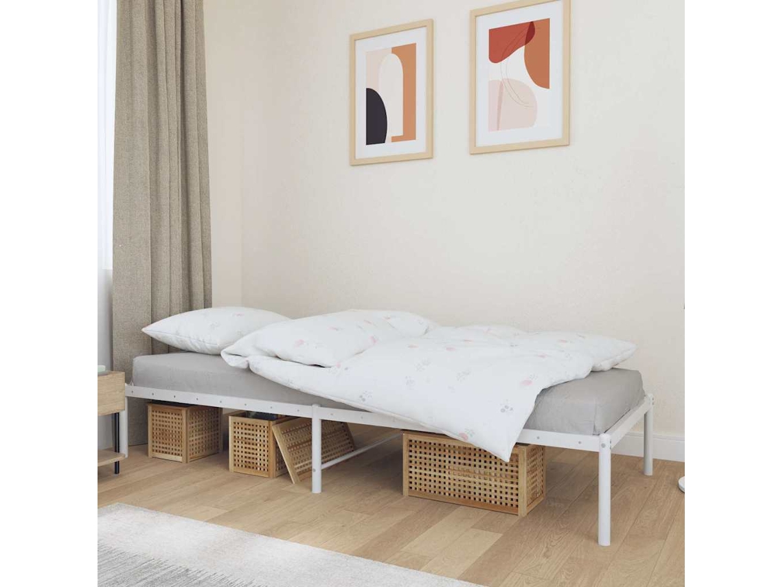 Vidaxl Estrutura De Cama 75x190 Cm Metal Branco