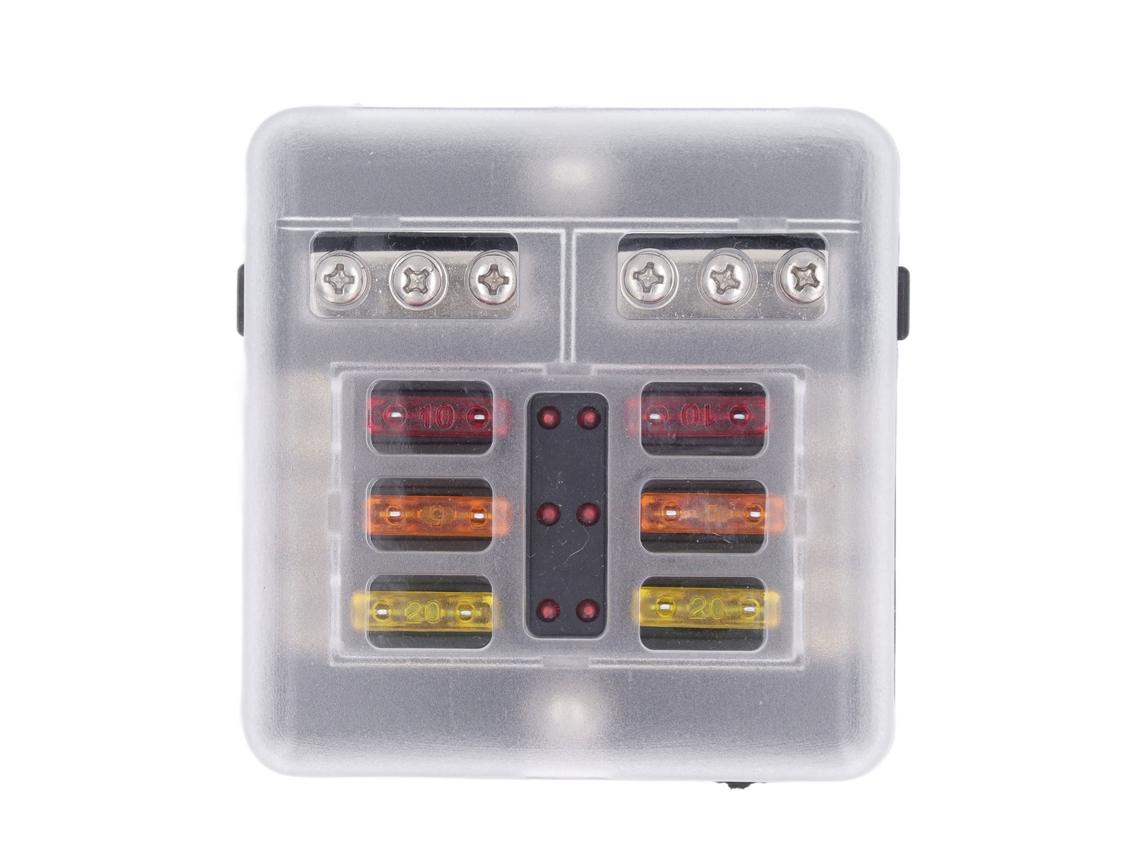 Laxiscreed Porta-fusíveis 6 Vias À Prova D'água Com Indicador Led Para Proteção Elétrica