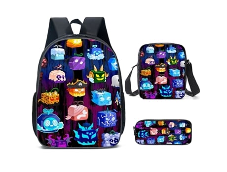 Mochila Miraflow 3D Fruits Blox para estudantes, tendência da moda, mochila escolar com capacidade para desenho animado, atividades ao ar livre