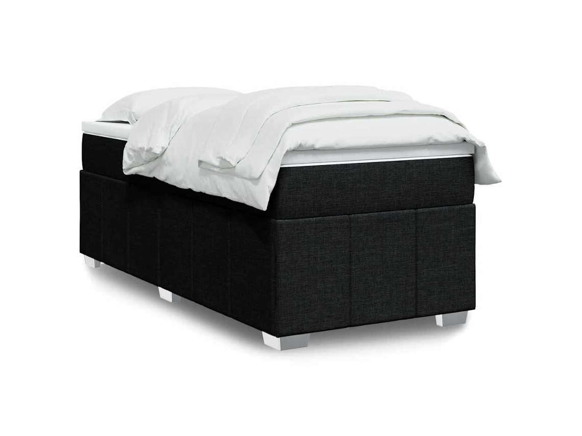 Cama Com Molas/colchão 100x200 Cm Tecido Preto