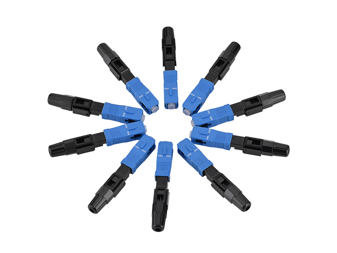 Aetheria 10pcs Conector Rápido Fibra Óptica Sc/upc Modo Único para Ftth/odf Azul+preto
