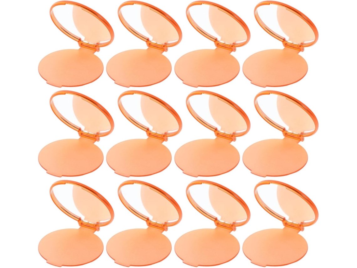 Espelhos redondos e duplos para bolsas, cor aleatória, plástico, pacote com 24 unidades.