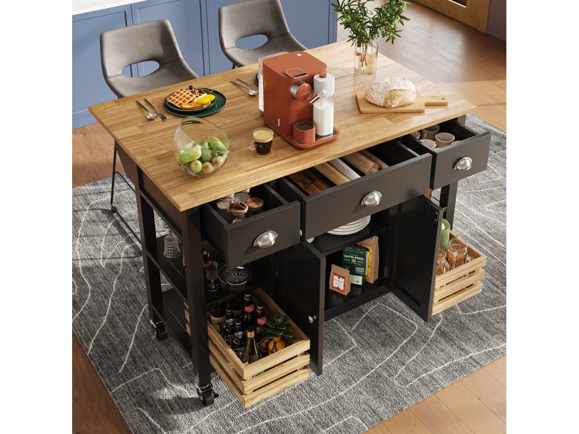 Ilha De Cozinha Moderna , Armario De Cocina, Armario De Comedor, Carrito De Comedor, Carrito De Comedor Com Veta De Madera Zkaka (120 × 45 × 90 Cm)