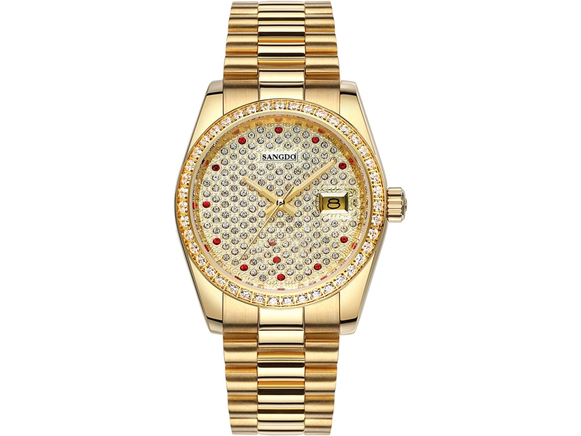Lurelia Relógio Mecânico Feminino, Automático, Data/calendário, Luminoso, Detalhes Com Strass, Aço Inoxidável, Abs, Resistente À Água 30m, Prata