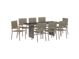 Maison Exclusive - Conjunto De Jantar Para Jardim 9 Pcs Cinzeto Vime Pe