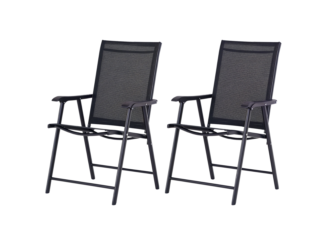 Conjunto de 2 Cadeiras Dobráveis para Exterior, Apoio de Braços, até 110 Kg, 58x64x94 Cm | S/MARCA
