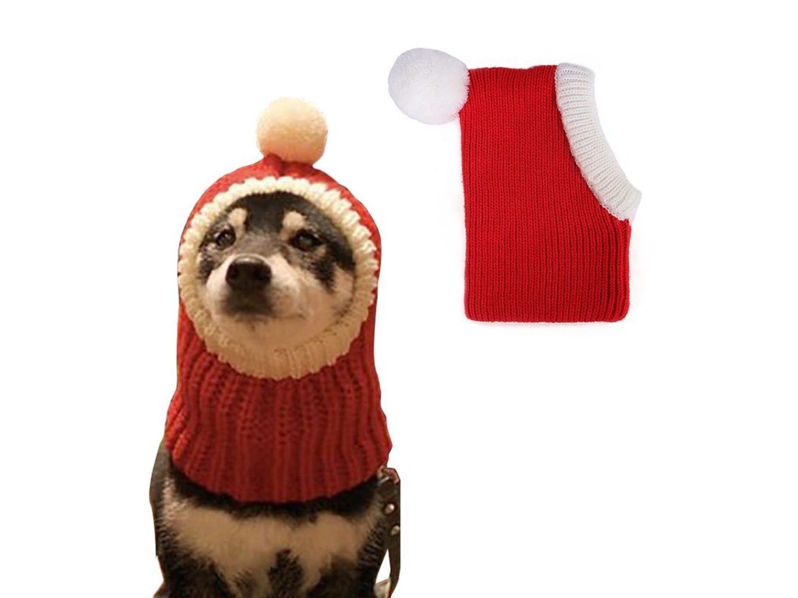 Gorro De Cachorro De Natal Gracioso Com Pompom, Gorro Tecido Suave E Quentinho Para Inverno, Tamanho M