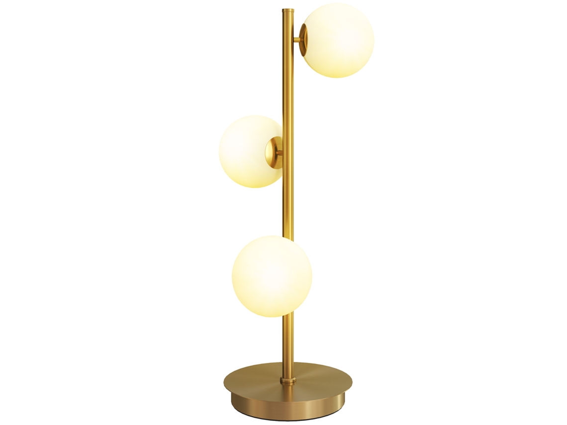 Abajur de Mesa com 3 Globos de Luz, Base Estável em Aço, Soquetes G9, 24 X 24 X 53 Cm, Latão ZENCORE SERVICES