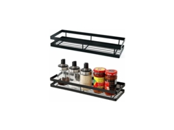 MEOIRUERY Prateleira Para Cozinha 2 Níveis Organizador De Temperos Parede Economia De Espaço 30x125.5 Cm Preto