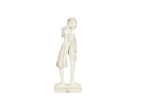 Figura Decorativa ROMIMEX Branco Resina Meninos 14 x 38 x 7 cm