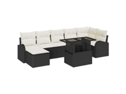Conjunto 8 Conjunto De Sofá De Jardim Vidaxl Preto Vime Pe (289 X 124 X 85 Cm)