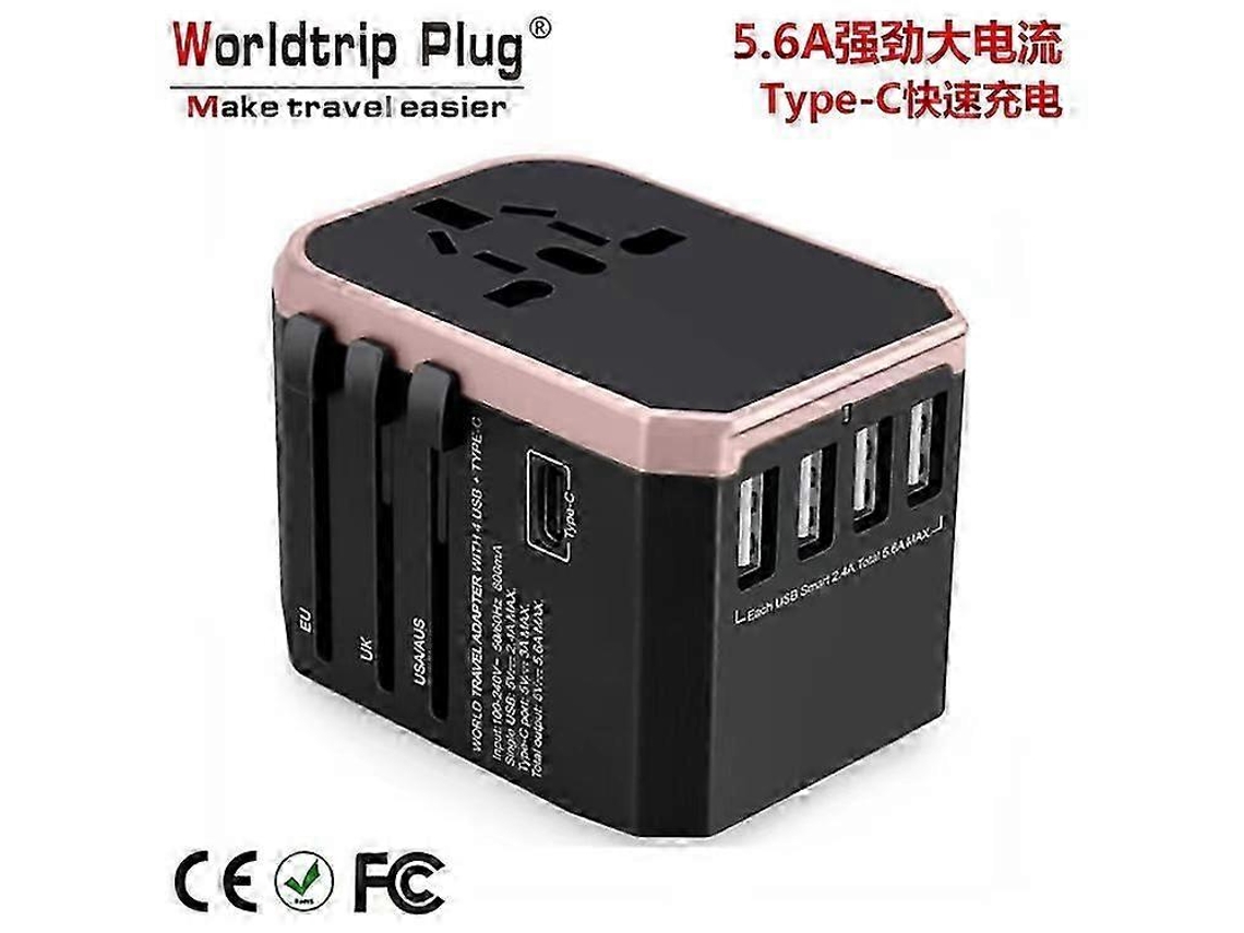Adaptador De Viagem Universal Com Plugue Usb Tipo C Para Carregamento Rápido Na Parede E Adaptador Internacional Tipo C. Hengjian