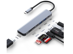 Lurelia Dock Usb-c 7 Em 1 Com 4k, Hdmi, Sd/tf, Pd 100w Para Ipad E Macbook Cinza Compacto