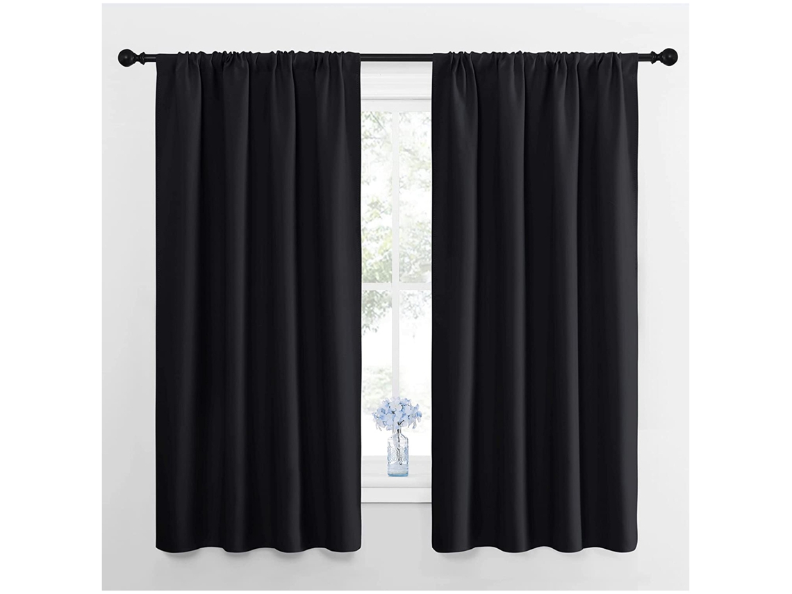 Cortinas Pretas Para Janela De Quarto, Cortinas Blackout Com Isolamento Térmico, Bolso Para Varão