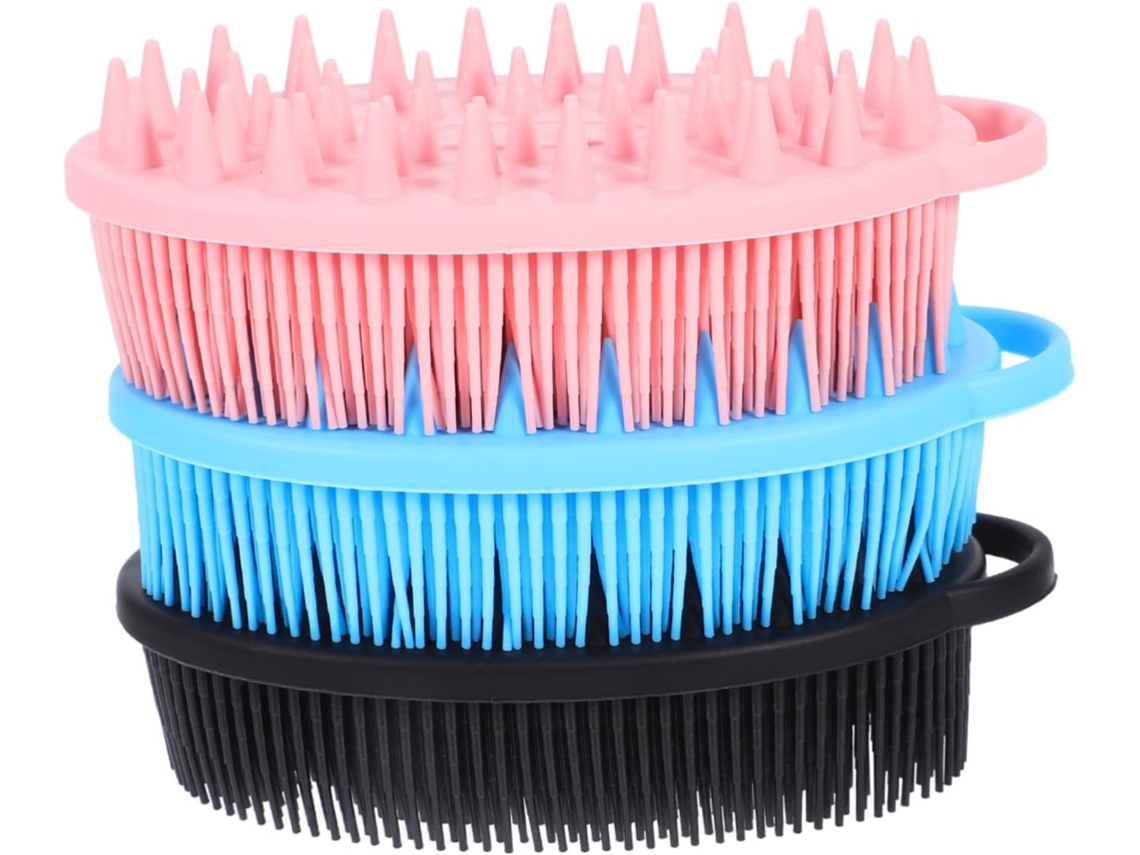 Conjunto De 3 Escovas Silicone Esfoliantes Para Banho, Escovas De Dupla Face Para O Corpo, Limpeza Profunda Para Pele