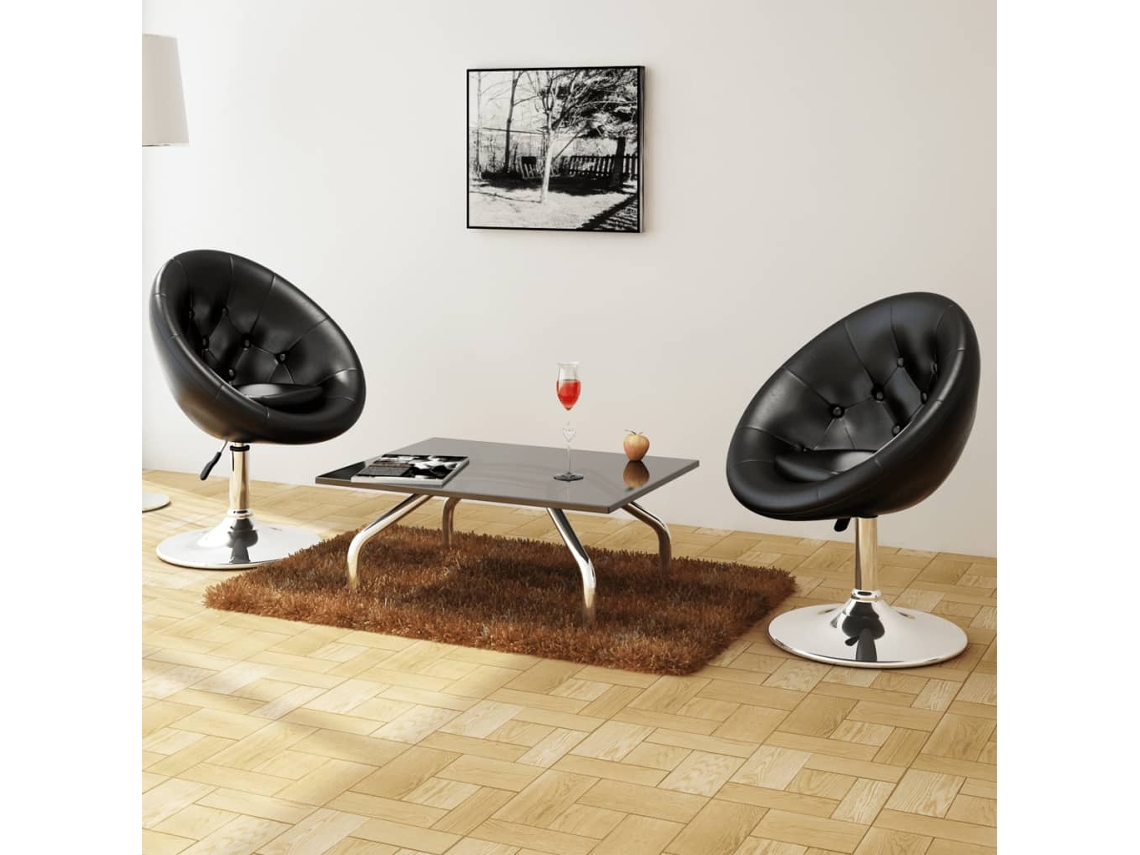 Vidaxl Bancos De Bar 2 Pcs Couro Artificial Preto