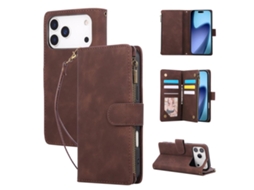 Capa Para Iphone 17 Pro - Couro Com Vários Compartimentos Multifuncionais Para Cartões