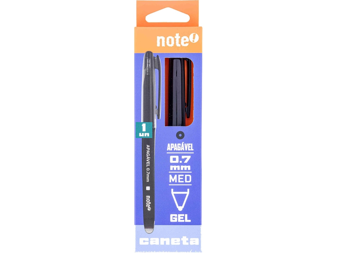 Caneta de Tinta Gel Apagável e Recarga Preta NOTE!