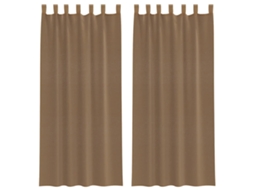 Cortinas de Voile com Laços 2 Pcs Castanho claro 140x225 Cm MAISON EXCLUSIVE