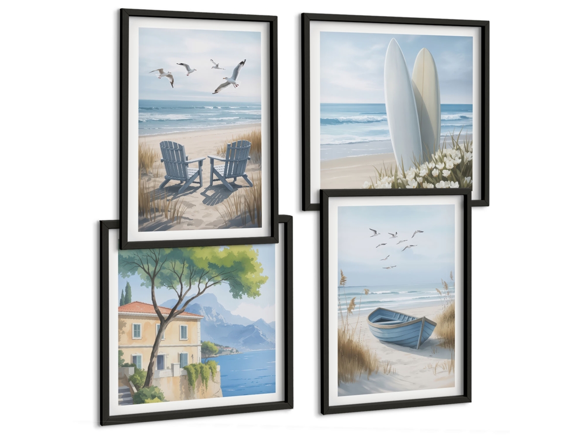 Composição De Quadros Motivos Da Natureza Boho Com Libélulas Espelharte (4 Peças)
