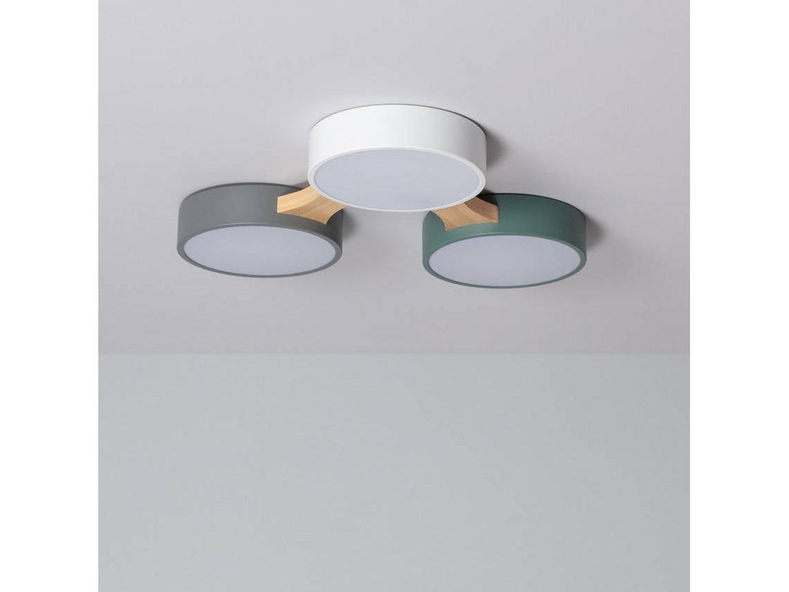 Plafón 30w Led Em Madeira E Alumínio Com Cct Selecionável Sams Multicolorido