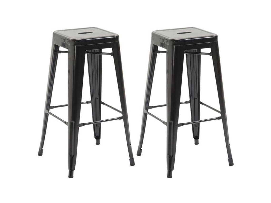 Conjunto De 2 Banquetas De Bar Joshua V2 Em Metal Clp Preto Industrial Loft