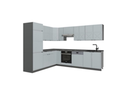 Cozinha Em Ângulo Fame Line, 227x287cm, Pt Antracite, Azul Claro Cinza/antracite, Antracite, Vicco